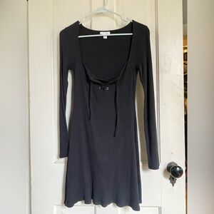Topshop Black Long Sleeve Scoop Neck Sundress